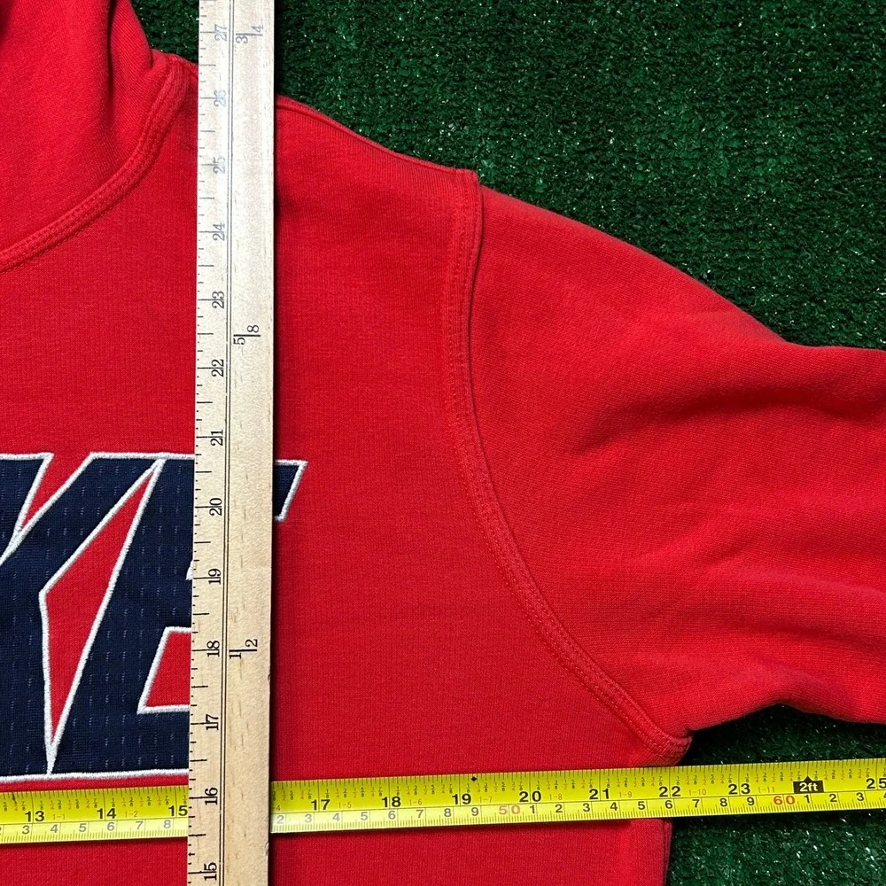 Vintage Blue Tag Nike Hoodie Embroidered Big Mesh Logo Spell Out Red Medium